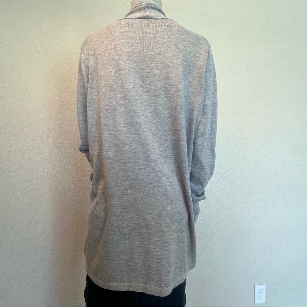 Ella Miss Heather Gray Long Open Front Cardigan Sweater - Picture 6 of 13